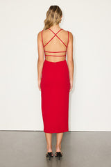 All This Allure Red Strappy Backless Midi Dress