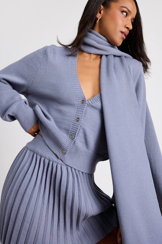 Gianna Periwinkle Three Piece Sweater Dress