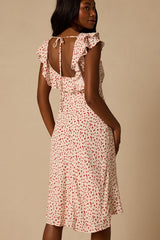 Primrose Cream Ditsy Floral Ruffled Midi Dress