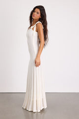 Fawn White Crochet Tie-Strap Maxi Dress