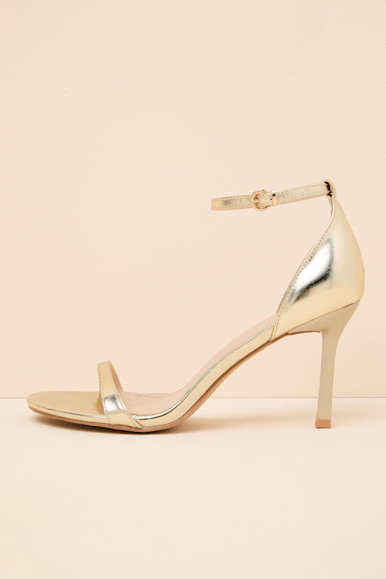 Dottie Gold Ankle Strap High Heel Sandals