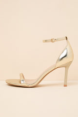 Dottie Gold Ankle Strap High Heel Sandals