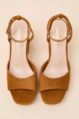 Lucy Tan Suede Platform Ankle Strap Sandals
