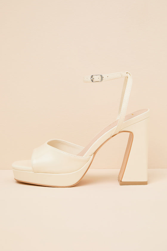 Lucy Bone Platform Ankle Strap Sandals