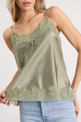 Cameron Sage Satin Lace Cami Top