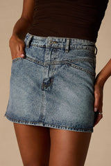 Alaire Medium Wash Denim High-Rise Mini Skirt