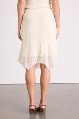 Malise Cream Textured Lace Mid-Rise Skirt
