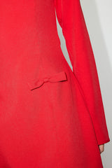 Pemberton Red Boat Neck Long Sleeve Mini Dress