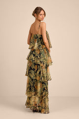 Malaia Black Multi Floral Tiered Maxi Dress