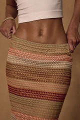 Lailey Tan Multi Striped Crochet Maxi Skirt