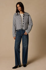 Ilona Black and White Gingham Quilted Collared Jacket