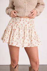 Adrianna Cream Floral Cotton Mini Skirt