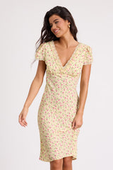 Liv Light Yellow Ditsy Floral Slip Midi Dress