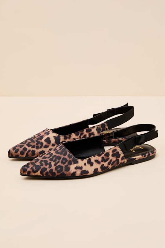 Brianna Leopard Pointed-Toe Slingback Flats