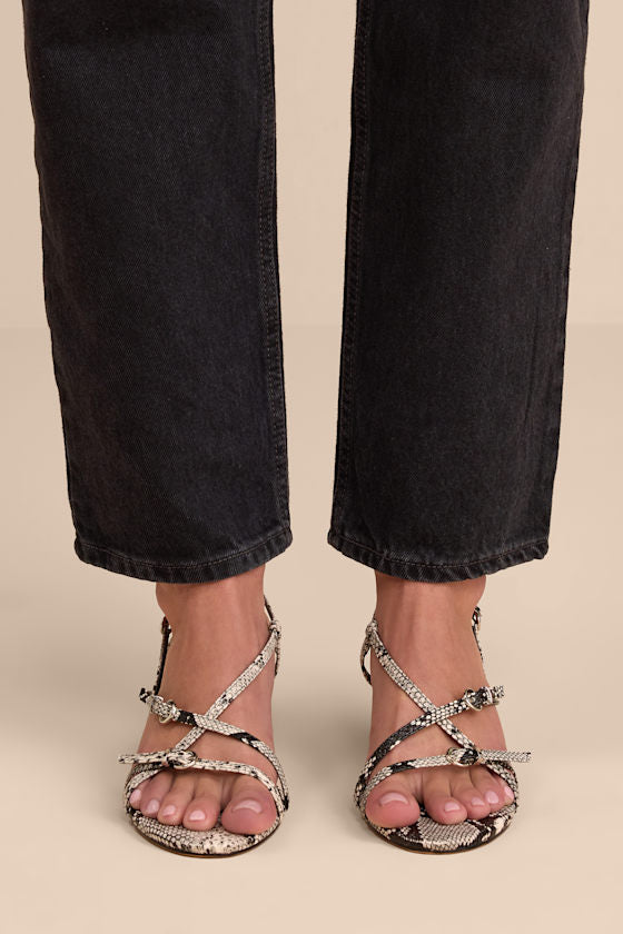Sara Snake Strappy Slingback High Heel Sandals