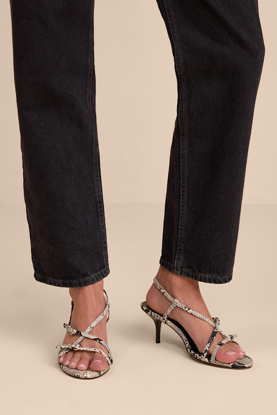Sara Snake Strappy Slingback High Heel Sandals