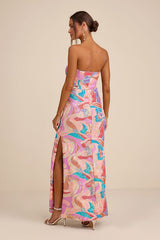 Kera Pink Multi Sequin Strapless Maxi Dress