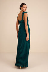 Nyssa Emerald Floral Burnout Pleated Maxi Dress
