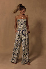 Indie Navy and Ivory Boho Print Wide-Leg Jumpsuit