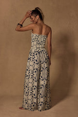 Indie Navy and Ivory Boho Print Wide-Leg Jumpsuit