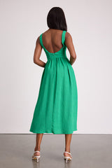 Alianna Green Textured Scoop Back Midi Dress