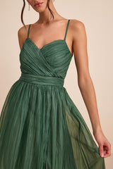Rosalind Green Organza Strapless Maxi Dress