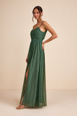 Rosalind Green Organza Strapless Maxi Dress