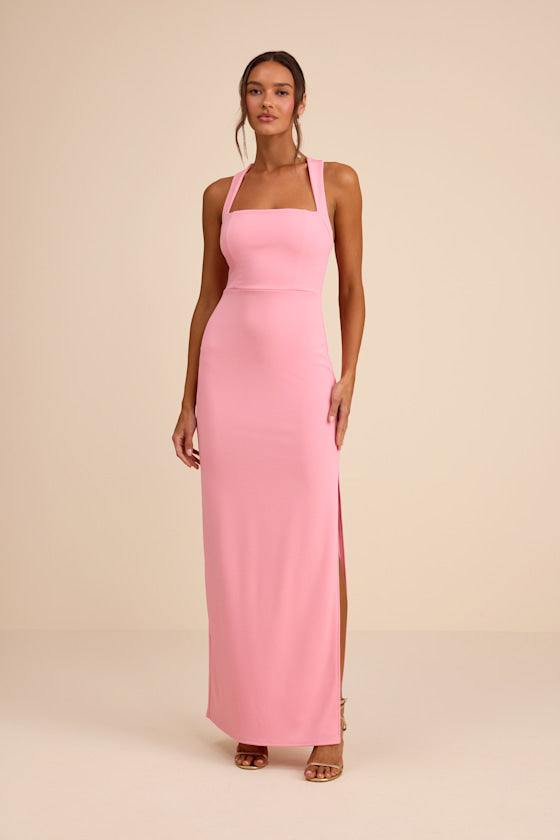 Glamorous Dedication Light Pink Sleeveless Column Maxi Dress