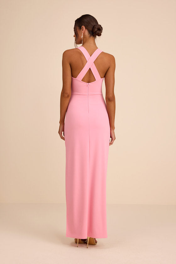 Glamorous Dedication Light Pink Sleeveless Column Maxi Dress