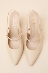 Mattera Bone Pointed-Toe Slingback Pumps