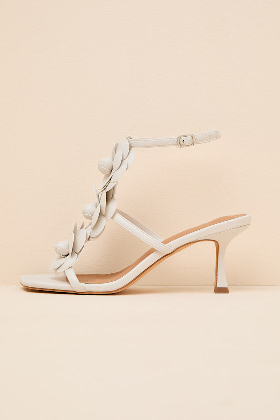 Brenna Floral Applique Strappy High Heel Sandals