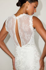 Cirella White Embroidered Sleeveless Mini Dress