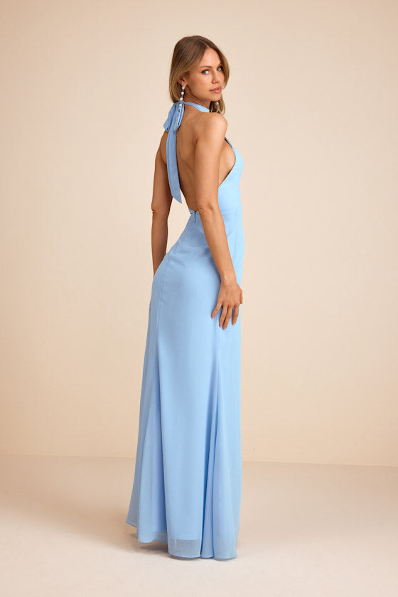 Captured Your Heart Light Blue Halter Maxi Dress