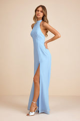 Captured Your Heart Light Blue Halter Maxi Dress