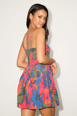 Dorothy Pink Multi Floral Print Pleated Mini Dress