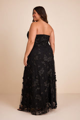 Rare Presence Black 3D Floral Embroidered Maxi Dress