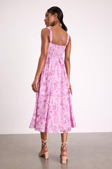 Colwyn Light Magenta Floral Jacquard Bustier Midi Dress
