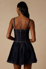 Phoenix Dark Wash Basque Waist Mini Dress