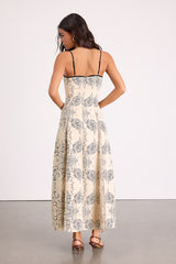 Emryn Beige Multi Mixed Print Floral Maxi Dress