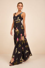 Ziyana Black Multi Floral Sleeveless Maxi Dress