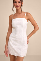 Canella White Embroidered Tie-Back Mini Dress