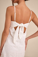 Canella White Embroidered Tie-Back Mini Dress