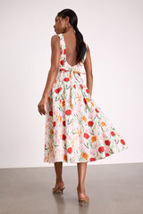 Anneke Ivory Multi Floral Backless Midi Dress