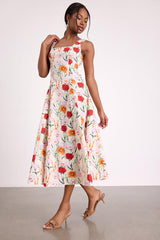Anneke Ivory Multi Floral Backless Midi Dress