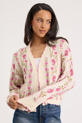 Holland Ivory Multi Floral Open-Front Cardigan