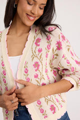 Holland Ivory Multi Floral Open-Front Cardigan