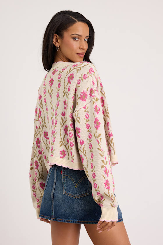 Holland Ivory Multi Floral Open-Front Cardigan