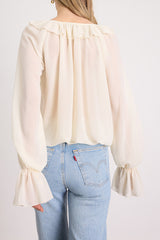 Florencia Ivory Ruffled Long Sleeve Top