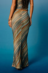 Tallulah Brown Multi Crochet Mid-Rise Maxi Skirt