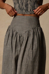 Starling Black Gingham High-Rise Midi Skirt